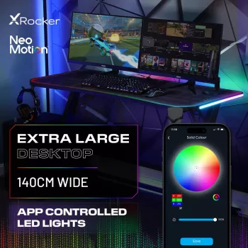 X Rocker Lumio XL RGB gaming bureau met RGB-verlichting & muismat, 140 cm