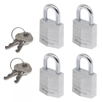 Master Lock 9120EURQNOPCC gelamineerd stalen hangslot 4 stuks gelijksluitend 20 mm bodybreedte