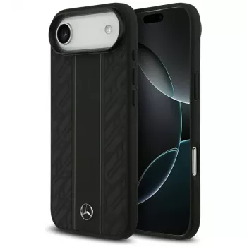 Mercedes-Benz leren Laurel Leaves Stripes MagSafe-hoesje voor iPhone Air, zwart