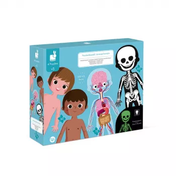 Janod Human Body 50, 75 en 100-delige educatieve legpuzzelset