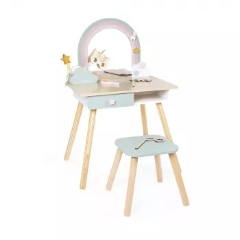 Janod grote houten kaptafel met accessoires eenhoorn 3+