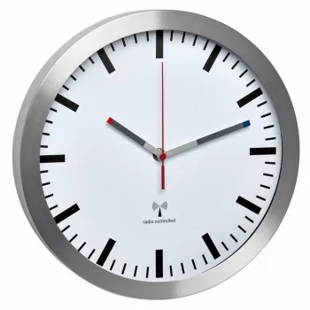TFA 60.3528.02 radiografische wandklok aluminium 300 mm x 45 mm stille secondewijzer