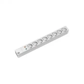Bachmann 333.4061 standaard 1U PDU 8 Schuko stopcontacten 2m kabel overspanningsbeveiliging grijs