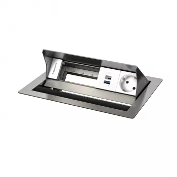 Kindermann CP Standard² VA 4-voudig tafelcontactdoos met 1x Schuko-stopcontact, 1x USB-A-laadaansluiting, VGA, audio, zwart