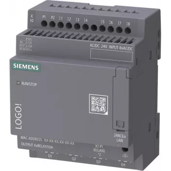 Siemens LOGO! 24 RCEo 6ED1052-2HB08-0BA3 logicamodule, 24V AC/DC, 8 DI/4 AI/4 DQ relais, zonder display, Ethernet