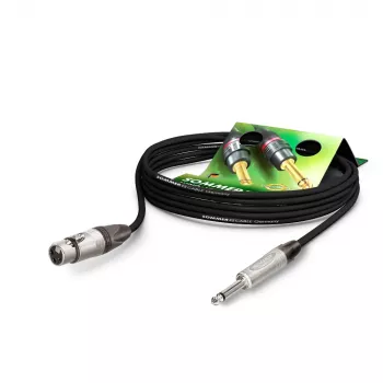 Sommer Cable Stage 22 Highflex microfoonkabel, 2 x 0,22 mm², XLR-bus 3-pol. naar 6,3-mm-monojackstekker, NEUTRIK, zwart, 2,5 m (SG79-0250-SW)