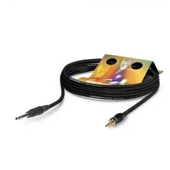 Sommer Cable Club Series MKII patch-/insertkabel, 2 x 0,34 mm², 6,3-mm-stereojackstekker naar 3,5-mm-stereo-minijackstekker, HICON, zwart, 0,25 m (CS63-0025-SW)