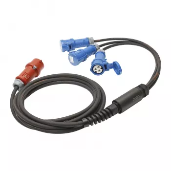 Sommer Cable Titanex stroomsplitkabel, CEE-stekker 16A 5-pol. naar 3x CEE-koppeling 16A 3-pol., H07RN-F 5 x 2,5 mm², MENNEKES, zwart, 5 m (GSH4-525H0500)