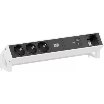 Bachmann DESK2 3x Schuko 1x USB-C 100W 1x moduleslot 0,2m RAL9010