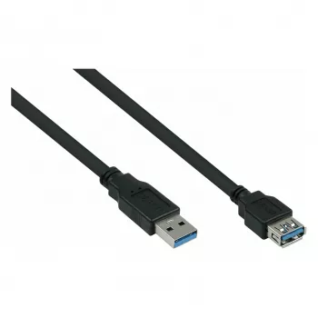 KABELMEISTER USB 3.0 verlengkabel, Type-A stekker naar bus, 0,5 m, zwart