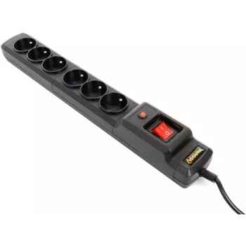 Accura Premium Crux overspanningsbeveiliging stekkerdoos 6 stopcontacten 3,0 m zwart