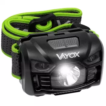 VAYOX VA0020 accu-hoofdlamp, 170 lm, bewegingssensor, 1200 mAh, USB-C, IP66, zwart