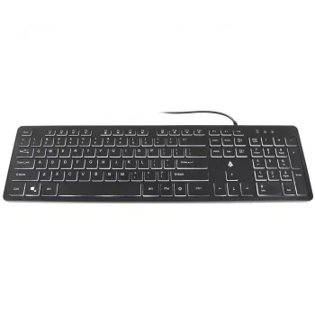 Accura Artesia ACC-K1408 Verlichte bedrade USB-membraantoetsenbord, Full-Size QWERTY, meerkleurige LED, Zwart