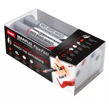 Pentel Maxiflo Flex-Feel whiteboardmarker set, gemengde kleuren, 2,0 - 5,0 mm, 4 stuks