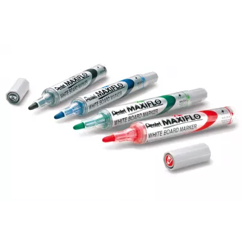 Pentel Maxiflo Flex-Feel whiteboardmarker set, gemengde kleuren, 2,0 - 5,0 mm, 4 stuks
