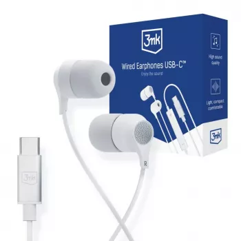 3mk bedrade oordopjes USB-C, in-ear met microfoon, wit