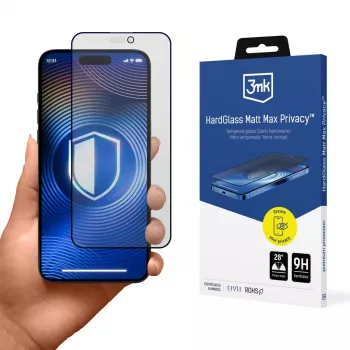3MK HardGlass Matt Max Privacy displayschermfolie voor Apple iPhone 16 Pro