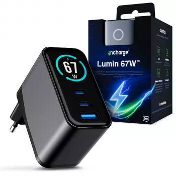 3mk InCharge Lumin 67W QC4+ display zwart/grijs