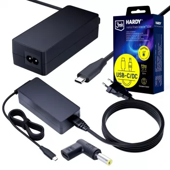 3MK PROTECTION 3mk HARDY® laptopvoeding 65W voor IBM/Lenovo/Asus/Toshiba/Acer/Compaq/HP/Dell 20V USB-C/DC 5,5x2,5mm