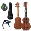 MOZOS GECKO Sopraan-ukuleleset – natuurhout, 12 frets, nylonsnaren, incl. gigbag, stemapparaat, plectrums, draagband, reservesnaren, reinigingsdoek