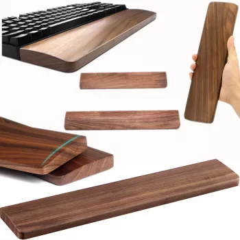 MOZOS KTW2 Handpalmsteun van hout voor full-size-toetsenborden, walnoot naturel, 44 x 8 x 1,6 cm