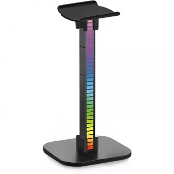 MOZOS D11 RGB LED-hoofdtelefoonstandaard met USB-hub en audioaansluiting