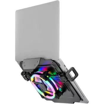 MOZOS LP-RGB Laptopplatform voor tafelsteunen, VESA 75x75/100x100, zwart, RGB-verlichting