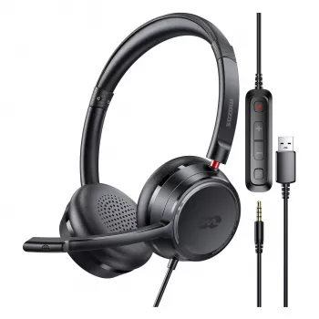 MOZOS KL201 USB-headset met microfoon, on-ear, zwart