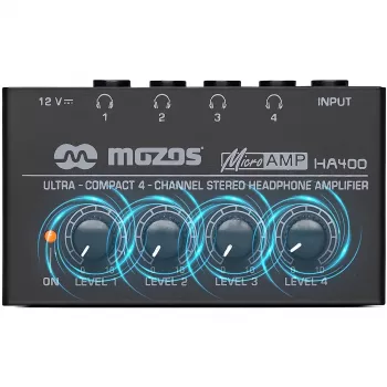 MOZOS HA400 4-kanaals stereo hoofdtelefoonversterker