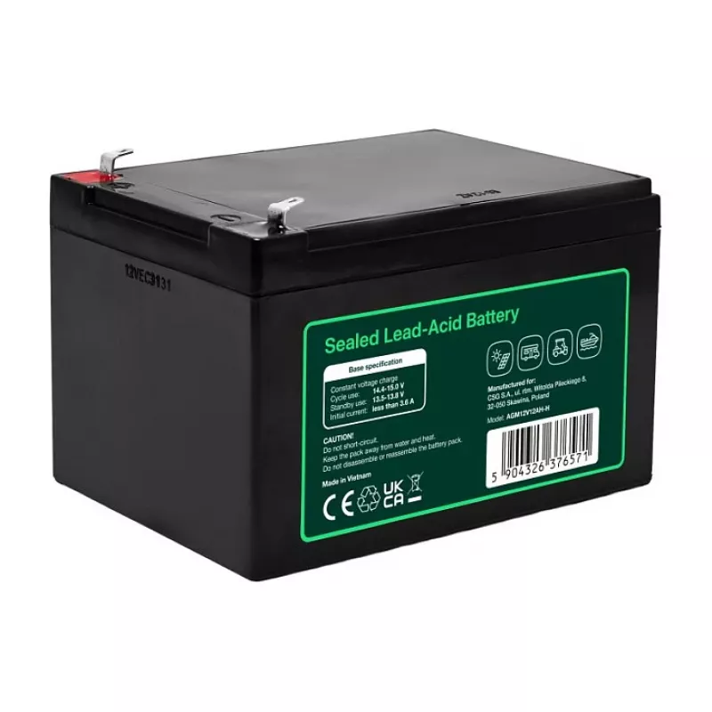 Greencell AGM VRLA 12V 12Ah onderhoudsvrije batterij voor kassa's, speelgoed, camera's (151x98,5x95mm)