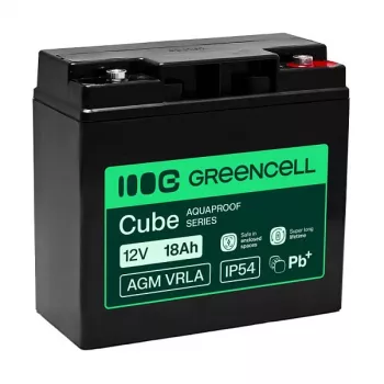 Greencell AGM VRLA 12V 18Ah onderhoudsvrije batterij voor kassa's, speelgoed, camera's (181x77x167mm)