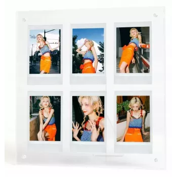 LOVEINSTANT fotolijst voor 6 foto's, compatibel met Fujifilm Instax Mini / Xiaomi / Polaroid / Canon / HP / Kodak - zink / transparant