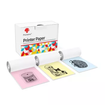 Phomemo kleur thermisch papierrollen 53mm x 6,5m 3-pack voor T02 M02 PRO M03 M04S