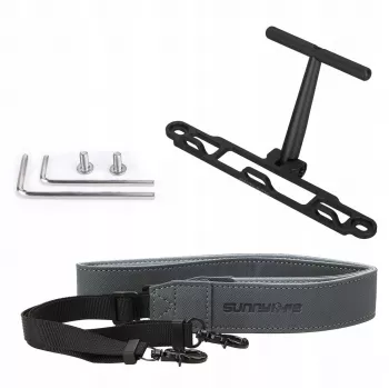 SUNNYLIFE nek- en schouderriemhouder voor DJI RC 2 / RC 1 afstandsbediening - zwart nylonweefsel met aluminiumlegering haken