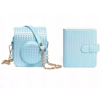 LOVEINSTANT 2-in-1 set: beschermhoes voor Fuji Instax Mini 12 + fotoalbum voor 64 foto's, blauw
