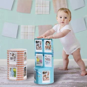 LOVEINSTANT Opvouwbaar kubus fotolijstje voor 24 Instax Mini prints - Sea Blue