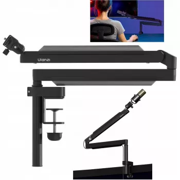 ULANZI ZJ05 microfoon-articulated arm standaard met tafelklem, 690 mm bereik, Zwart