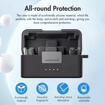 PULUZ siliconen beschermhoes voor DJI Mic Mini oplaadcase - zwart