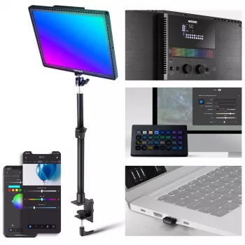 NEEWER GL1C RGB LED videolicht paneel 48W met verstelbaar lichtstatief, CRI≥97, 2,4G afstandsbediening en app-bediening voor streaming en gaming