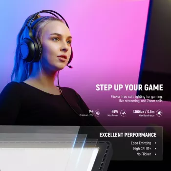 NEEWER GL1C RGB LED videolicht paneel 48W met verstelbaar lichtstatief, CRI≥97, 2,4G afstandsbediening en app-bediening voor streaming en gaming