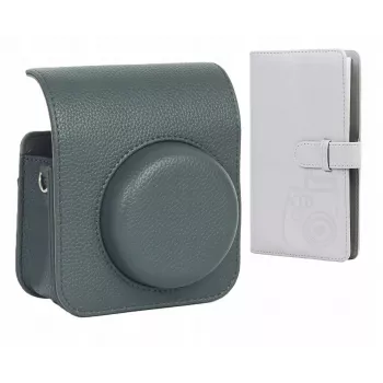 LOVEINSTANT Cameratas & Fotoalbum-set voor Fujifilm Instax Mini 41, grijs, voor 96 foto's