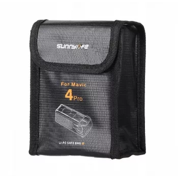 SUNNYLIFE brandveilige accu-opbergtas voor DJI Mavic 4 Pro, voor 2 accu's, zwart
