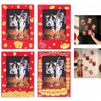 LOVEINSTANT 4x magnetische fotolijst voor Instax Mini, rood/goud