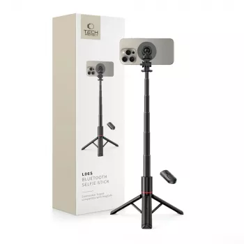 Tech-Protect L06S Selfiestick Statief met LED-licht en Bluetooth-afstandsbediening, Zwart