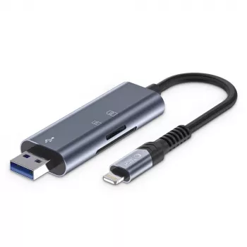 TECH-PROTECT ULTRABOOST Kaartlezer SD & Micro SD Lightning & USB Grijs