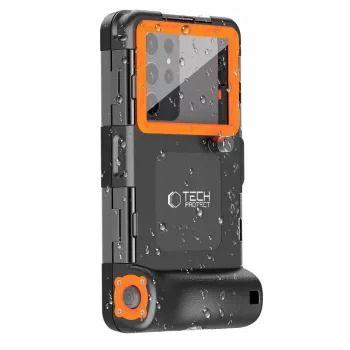 TECH-PROTECT IPX8 universele waterdichte duikhoes zwart/oranje