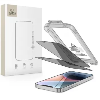 TECH-PROTECT Quick Set SPY+ privacy gehard glas beeldschermbeschermer 2-pack voor iPhone 13 / 13 Pro / 14 / 16E / 17E