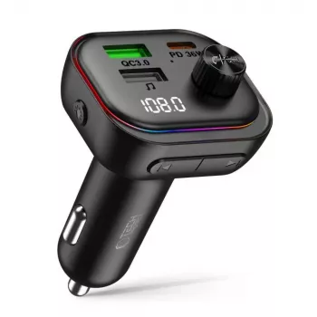 TECH-PROTECT CC07 3-poorts autolader PD 54W + FM-transmitter Bluetooth zwart