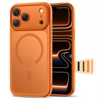 TECH-PROTECT MagPeak MagSafe back cover case voor Apple iPhone 17 Pro Max, mat, Cosmic Orange