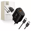 TECH-PROTECT NCA45W-GAN 2-poorts netwerkoplader PD 45W / QC3.0 + USB-C-kabel zwart